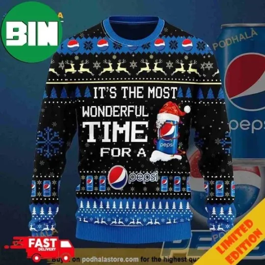 Most Wonderful Time For A Pepsi Christmas Funny Ugly Christmas Sweater