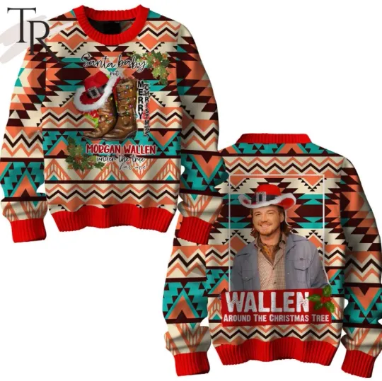 Santa Baby Put Wallen Western Christmas 3D Printed Sweater