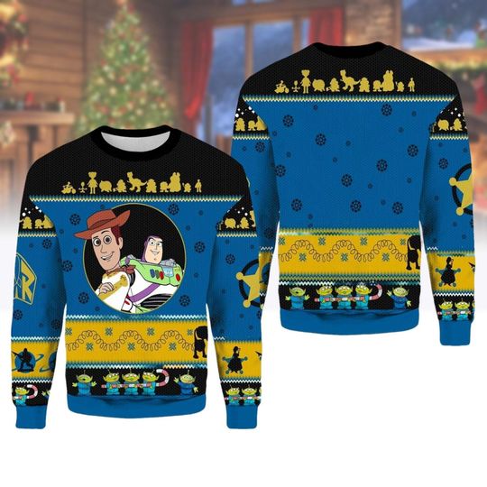 Discover Woody Buzz Ugly Christmas Sweater Toy Story Character Santa Disney Movie Xmas Sweatshirt
