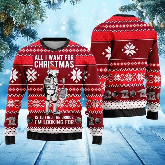 Discover Stormtrooper Star Wars Ugly Christmas Sweater, Darth Vader Holiday Sweatshirt, Disney Movie Character Sweatshirt