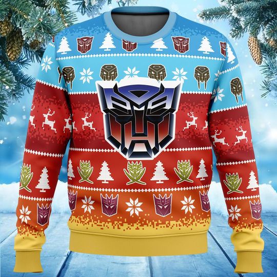 Optimus Prime Transformers Ugly Sweater, Autobots Christmas Jumper for Men