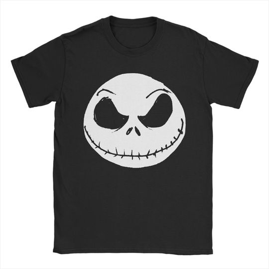 Discover Disney The Nightmare Before Christmas T Shirt Men Cotton Short Sleeve Jack Skellington Face O-neck Summer Clothing