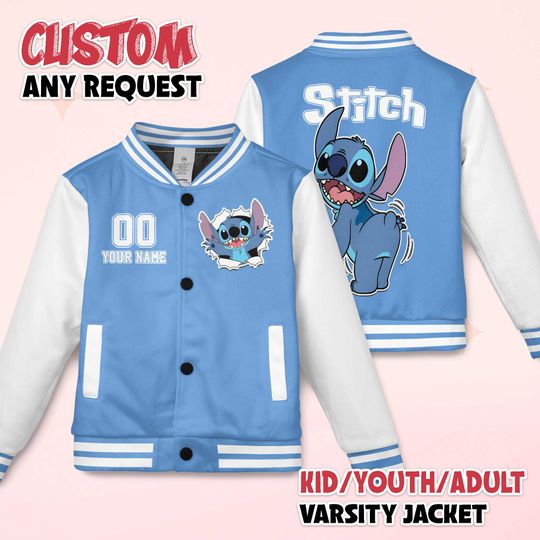 Discover Custom Stitch Varsity Jacket, Adult Varsity Jacket, Personalized Disney Jacket, Baseball Team Outfit, Disney Uniform Varsity