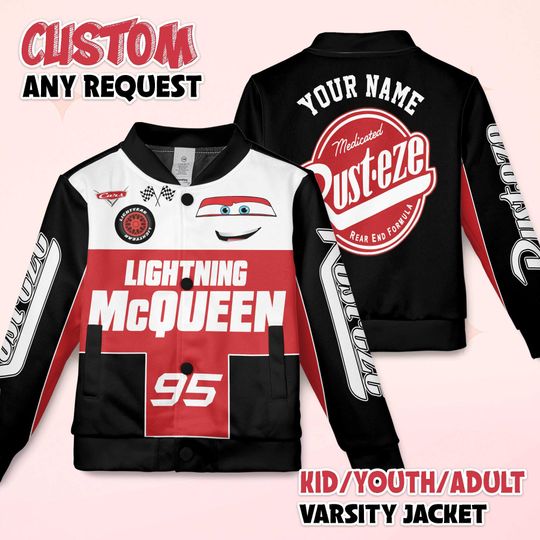 Discover Custom McQueen Varsity Jacket, Personalized Disney Car Baseball Jacket, McQueen Kids Youth Adult Varsity Jacket
