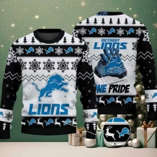 Discover Lions Christmas Football Team Ugly Christmas Sweater
