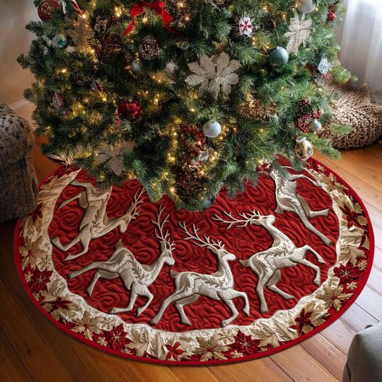 Discover Reindeer Christmas Tree Skirt, Reindeer Christmas Tree Cover, House Warming Gift, Christmas Tree Home Decor, Christmas Decorations