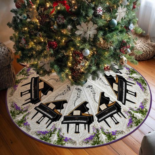 Discover Piano Christmas Tree Skirt, Piano Christmas Tree Cover, Music Lover Christmas Decor, Holiday Dcor Gift for Pianist, Tree Mat for Musicians