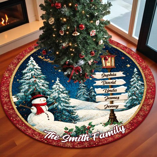 Discover Personalized Family Christmas Tree Skirt, Custom Name Family Christmas Tree Skirts, House Warming Gift, Christmas Home Decorations
