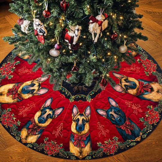 Discover German Shepherd Christmas Tree Skirt, Dog Christmas Tree Cover, House Warming Gift, Christmas Tree Decor, Christmas Decorations, Xmas Decor