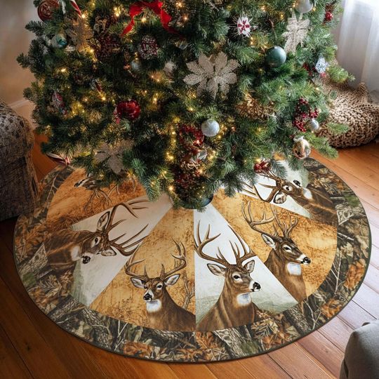 Discover Deer Hunting Christmas Tree Skirt, Moose Hunting Christmas Tree Cover, House Warming Gift, Christmas Tree Decor, Christmas Decor For Hunter