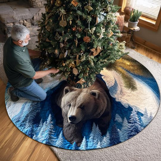 Discover Bear Christmas Tree Skirt, Bear Christmas Tree Cover, House Warming Gift, Christmas Tree Home Decor, Xmas Decor, Bear Lover Gift