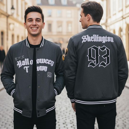 Discover Disney Nightmare Before Christmas Baseball Jacket, Jack Skellington Halloween Town Varsity Jacket, Spooky Disney Outfit, Disneyland Trip