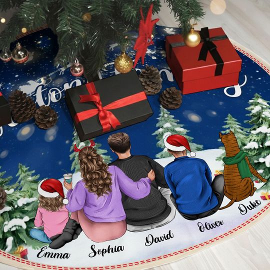 Discover Personalized Christmas Tree Skirt, Custom Family Christmas Tree Skirts, House Warming Gift, Christmas Home Decor, Christmas Decorations