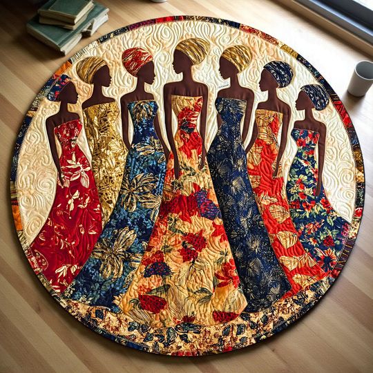 Discover African Woman Round Rug, Ethnic Black Queen Carpet, Africa American Floor Mat, Cultural Home Decor for Living Room Bedroom, Christmas Decor