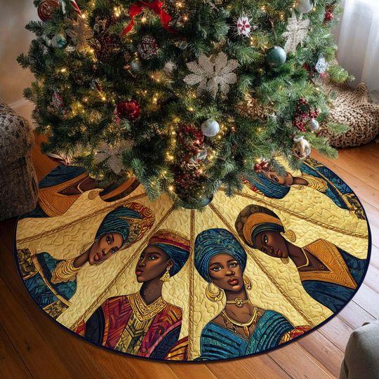 Discover Black Women Christmas Tree Skirt, African American Women Christmas Tree Cover, House Warming Gift, Black Queen Christmas Tree Home Decor