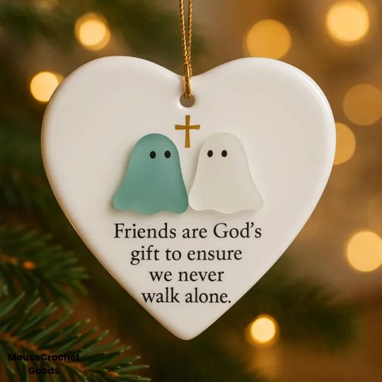 Discover Personalized Friendship Ghost Heart Ornament  Thank You Gift for Friend, Christmas Tree Decoration, Meaningful Friendship Keepsake