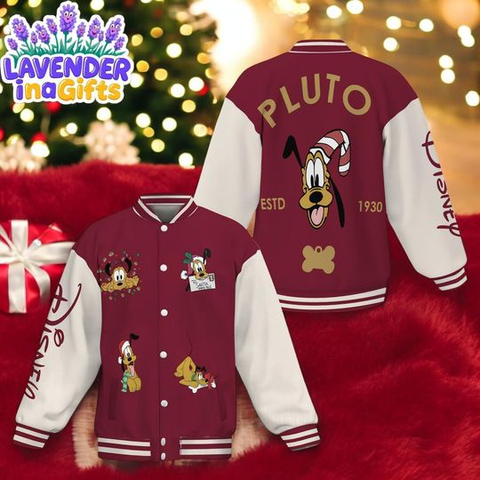Discover Disney Pluto Christmas Varsity Jacket, Adult Varsity Jacket, Baseball Team Outfit, Disney Uniform Varsity