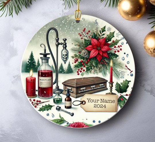 Personalized Mortician Ceramic Christmas Ornament, Funeral Director Gift, Funeral Home Decor, Custom Tribute Keepsake, Unique Christmas Tree