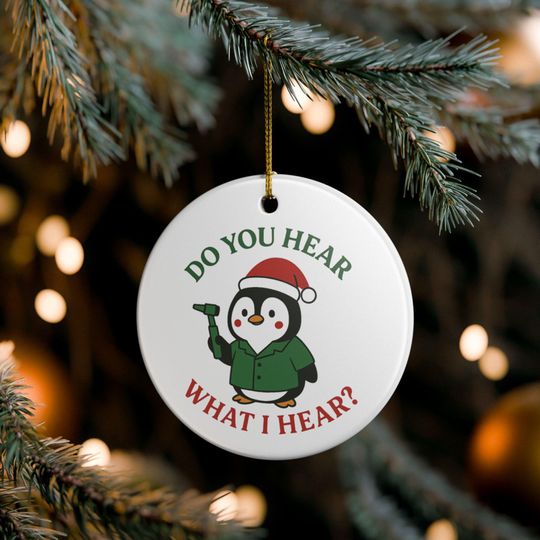Discover Do You Hear What I Hear Penguin Ornament, Audiology Theme Ceramic Christmas Ornament, Gift Tag, Gift for AuD, ENT, Hearing Specialist