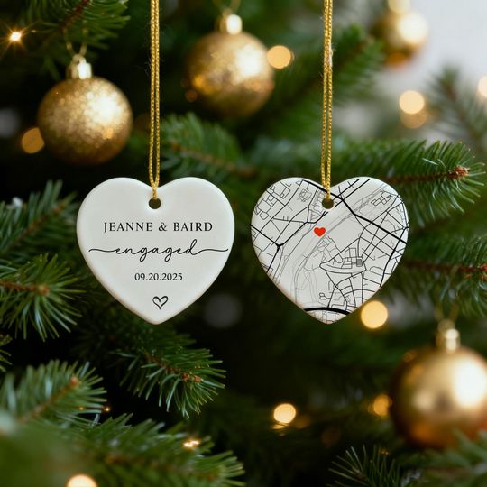 Personalized Engagement Ornament, Newlywed Gift Engaged Ornament, Custom Wedding/Engagement Location Ornament, Engagement Ornaments Gift