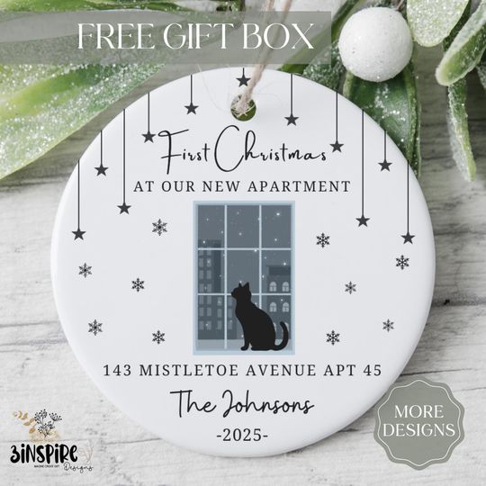 Discover New Apartment Christmas Ornament Personalized, Cat On Apartment Window Design Ornament, Our First Apartment Keepsake, Our New Apartment Home