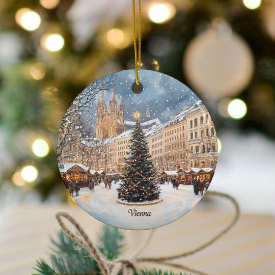 Discover Vienna Ornament, Ceramic Ornament, Christmas Ornament, Austria Gift, Vienna Austria, Vacation Ornament, Travel Ornament, Europe Ornament