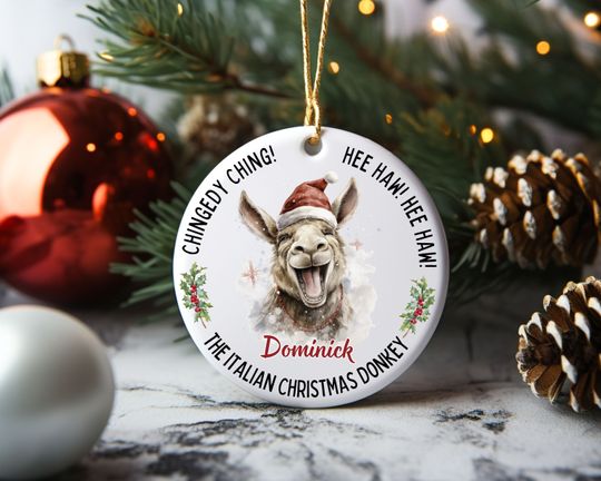 Dominick the Italian Christmas Donkey Ornament, Buon Natale, Ceramic Ornament, Christmas in Italy, Italian Christmas Gift, Chingedy Ching,