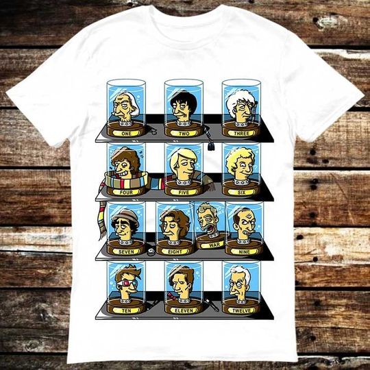Discover Doctor Who Simpsons Parody T-Shirt Thirteen Doctors Meme Unisex Vintage Style Tee