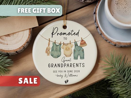 Discover Promoted to Great Grandparents Ornament-Personalized Great Grandparents Ornament-Custom First Christmas as Great Grandparents Keepsake