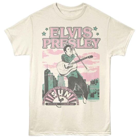 Discover Elvis Presley Sun Records Pastel City T-Shirt