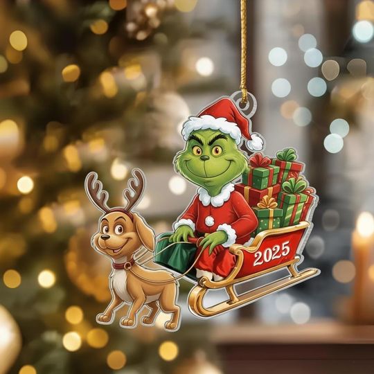 Personalized Funny Grin Acrylic Ornament, The funny character Christmas Decor, Merry Grin Xmas Tree Hanging 2025