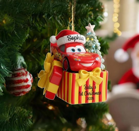 Discover Personalized Lightning McQueen Ornament 2025, Disney Cars Christmas Decor, Custom Baby Name Ornament, First Christmas Keepsake Gift