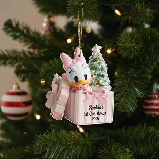 Discover Custom Daisy Duck Babys First Christmas Ornament, Personalized Disney Christmas Acrylic Keepsake, Disney Baby Gift, New Baby Gift