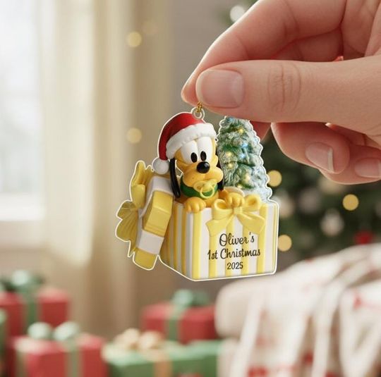 Discover Custom Pluto Dog Babys First Christmas Ornament, Personalized Disney Christmas Acrylic Keepsake, Disney Baby Gift, New Baby Gift