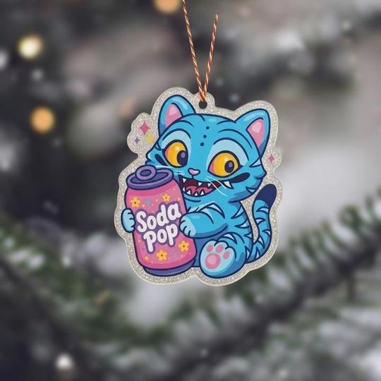 Discover Cute Blue Tiger Light Christmas Ornament, Tiger  Soda Pop Xmas Ornament, Kpop Anime Christmas Xmas Tree Decor, Tiger Ornament For Lover