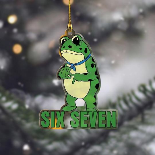Portland Frog Resist 67 Christmas Ornament, Portland Frog Six Seven Xmas Ornament, Funny Home Decor, Christmas Tree Hanging, Home Decor