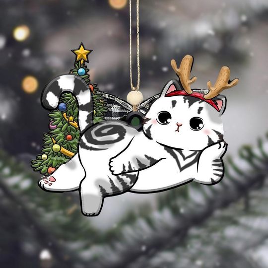 Discover Personalized Cat Christmas Ornament, Custom Hanging Cats Gift for Cat Lovers, Pet Xmas Tree Decorations, 2025 Gift for Cat Mom and Dad