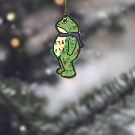 Discover Portland Frog Lighting Christmas Ornament, Freedom Frog Xmas Tree Decor, No Kings America Acrylic Ornament, Feminist Holiday Gift