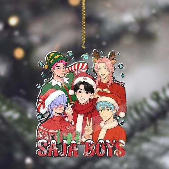 Discover Kpop Boys Christmas 2025 Ornament, Saja Boys Santa Xmas Ornament, Kpop Anime Group Ornament For Fans, Funny Holiday Hanging Tree Decor