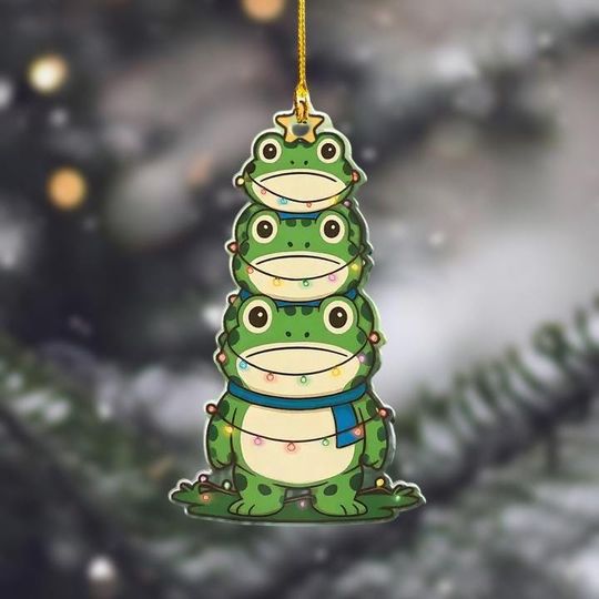 Discover Funny Portland Frog Acrylic Christmas Ornament, Frog Resist Xmas Tree Hanging, No Kings America Xmas Home Decoration, Holiday Xmas Tree