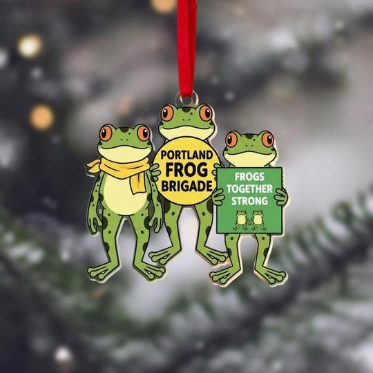 Frog Together Strong Portland Frog Acrylic Christmas Ornament, Frog Resist Xmas Tree Hanging, Freedom Frog Xmas Home Decoration Gift