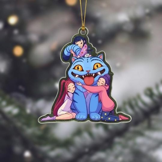 Discover Blue Tiger Hugging Kpop Christmas Ornament, Mira Rumi Zoey Xmas Ornament, Kpop Anime Christmas Xmas Tree Decor, Funny Holiday Ornament