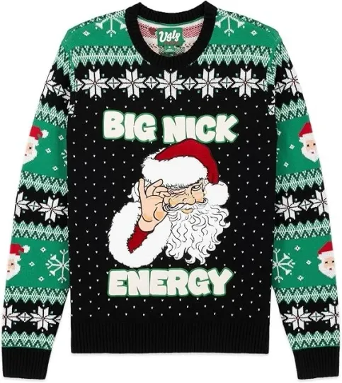 Discover Unisex "Big Nick Energy" Santa Christmas Sweater Holiday Jumper S-5XL