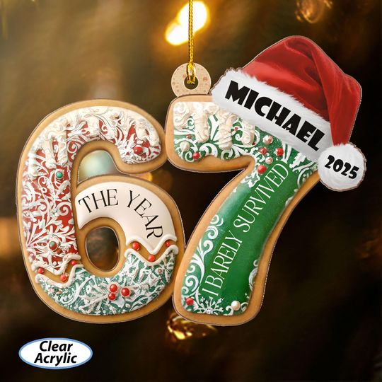 Discover The Year I Barely Survived 67 Ornament, Custom Teacher Six Seven Ornament, Trendy 6 7 Meme Ornament, Gen Z Gen Alpha School Keepsake, MYL242