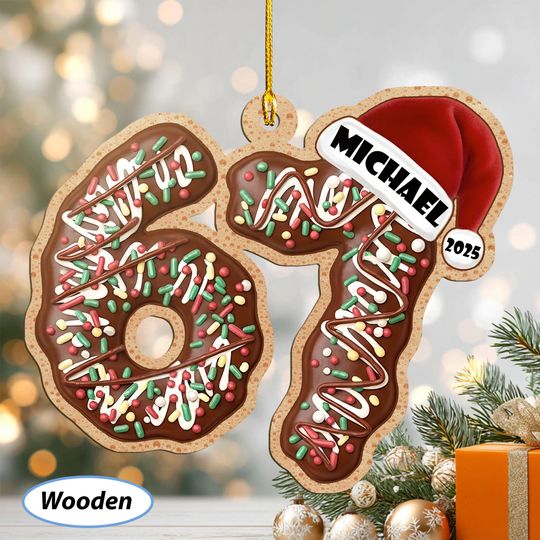 Discover Six Seven Christmas Custom Ornament, 6 7 Christmas Gingerbread Cookies Ornament, Teen Slang Ornament, Gen Alpha Humor Christmas Decor,MYL241