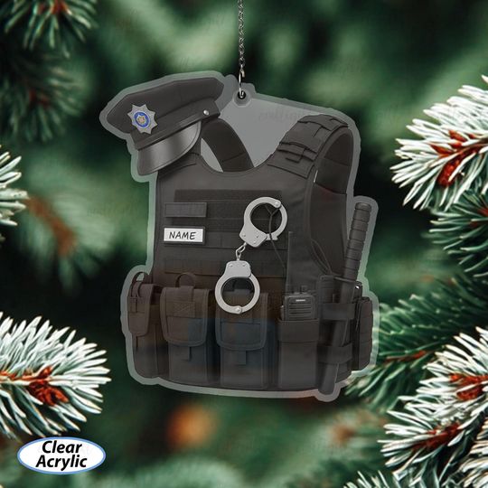 Discover Law Enforcement Vest Christmas Ornament, Custom Police Gear Ornament With Name, Cop Vest Ornament With Handcuffs, Police Officer Gift,MYD052