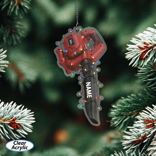 Discover Customized Leaf Blower Ornament With Name, Yard Tool Ornament For Landscaper, Lawn Care Worker Ornament, Leaf Blower Holiday Decor, MYD055