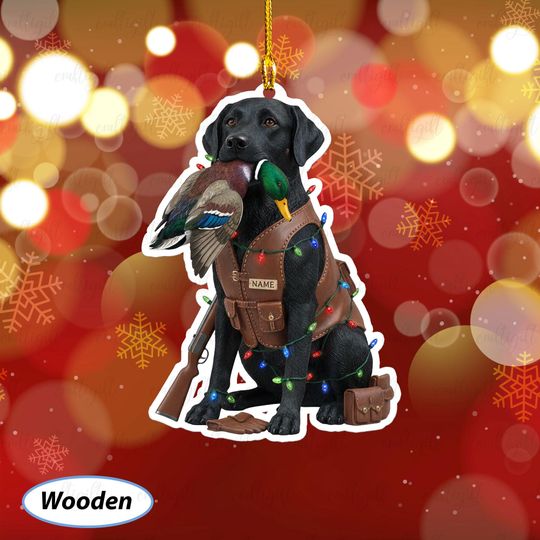Custom Labrador Retriever Duck Hunting Ornament, Labrador Outdoor Sports Ornament, Hunter Dog Holiday Decor, Duck Hunter Gift For Men,MYD045