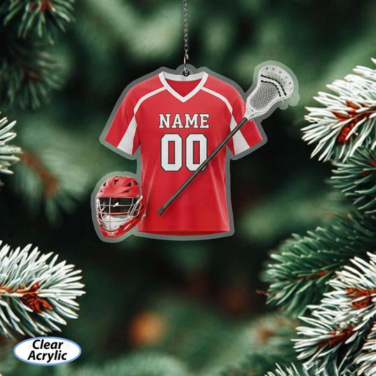 Discover Lacrosse Jersey Ornament Custom Name, Lacrosse Gear Christmas Ornament, Custom Athlete Number Ornament, Lacrosse Lovers Holiday Gift, MYD048