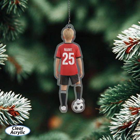 Discover Football Player Ornament For Kid Personalized, Boy Soccer Holiday Keepsake, Sport Lovers Ornament, Name And Number Team Jersey Decor, MYD039